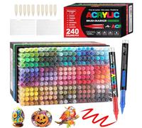 Funnasting Feutre Acrylique, 240 Couleur Stylos Acrylique, Pointe Pinceau