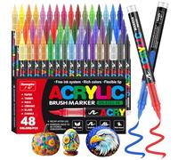 Funnasting Feutre Acrylique, 48 Couleur Stylos Acrylique, Pointe Pinceau
