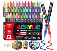 Funnasting Feutre Acrylique, 72 Couleur Stylos Acrylique, Pointe Pinceau