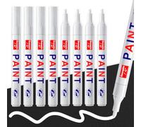 Funnasting Marqueur Blanc Indelebile, Lot de 12 Marqueur Feutre Permanent | à Peinture Blanche à Base d'huile Avec Pointe Ronde 2-3mm, Feutre Imperméables Pour Marquer Métal, Bois, Pneus, Pierre