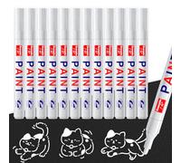 Funnasting Marqueur Blanc Indelebile, Lot de 12 Marqueur Feutre Permanent | à Peinture Blanche à Base d'huile Avec Pointe Ronde 2-3mm, Feutre Imperméables Pour Marquer Métal, Bois, Pneus, Pierre