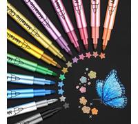 Funnasting Marqueurs Métalliques Feutres,12 Couleurs Feutre Metallique