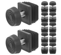 FUNNETOYU 12 Sets de Pieds Réglables en Tube Carré M8x30, Patins en Plastique Antidérapants pour Meubles, Adaptés aux Tables et Tabourets, Usage Domestique et Professionnel