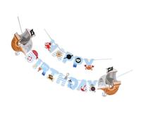 FUNNETOYU Bannière de Fête D'anniversaire Pirate en Papier pour Garçon et Filles, Guirlande Suspendue Cartoon, Décorations Festives pour Fête D'halloween en Extérieur