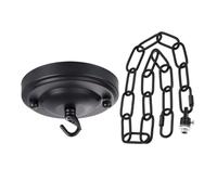 FUNNETOYU Crochet de Plafond Vintage pour Luminaire en Métal Noir, Kit de Suspension avec Chaîne, Support Fiable, pour Restaurant, Boutique et Maison, 1 Set
