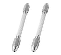 FUNNETOYU Étau à Broches Double en Laiton Argenté, Perceuse à Main Ergonomique pour Réparation de Montres, Outil Solide et Précis, Lot de 2 Pièces