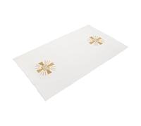 FUNNETOYU Nappe D'autel Blanche en Coton et Lin pour Messe Catholique, Nappe de Communion Brodée Aω, Petite Serviette Purificatrice Liturgique, Linge Religieux Doux et Résistant Lavage