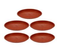 FUNNETOYU Plastique pour Pot de Fleurs, Lot de 5 Soucoupe Ovale, Rouge | Plateau de Récupération Léger, pour Bonsaï et Jardinières, Intérieur ou Extérieur, Limite les Salissures