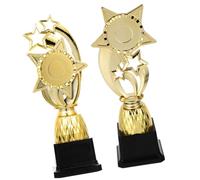 FUNNETOYU Trophée de Compétition en Plastique Or D'étoile à 5 Branches, Lot de 2 Pièces, Résistant la Déformation, pour Fêtes et Écoles Garçon et Filles