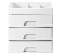 FUNNETOYU Valise de Salle de Bain Blanche en Plastique Tiroirs Amovibles, Coffret de Rangement à Bijoux et Maquillage, Design Facile à Nettoyer, Trois Couches pour Organiser Cosmétiques