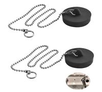 Funngy Bouchons de Vidange en Caoutchouc,2 PCS Bouchon de Vidange Universel en Caoutchouc pour Évier Baignoire et Lavabo Bonde d'Évier avec Chaîne pour Cuisine et Salle de Bain Bouchon Caoutchouc