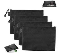 Funngy Pochette Zippée A5,4 PCS Pochettes de Dépôt en Tissu Imperméable 23x18 cm Pochette Bancaire de Dépôt pour Billets de Banque Documents et Voyage Quotidien Fermeture Éclair Multifonction