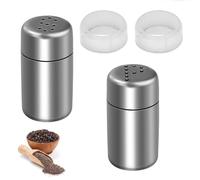 Funngy Salière et Poivrière en Acier Inoxydable,2 PCS Mini Shakers à Épices avec Couvercle pour Sel Poivre Sucre ou Épices Idéal pour Maison Cuisine Restaurant Camping Design Portable