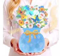 FunNite Cartes d'anniversaire pop-up avec lumières musicales, papillon cosmos jaune 3D, 22,9 cm, bouquet de fleurs éternelles grandeur nature, cadeaux pour femme, maman, grand-mère, épouse, sœur