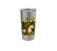 Funny 67 Meme Bigfoot Riding Unicorn Viral Trend 6 7 Surréaliste Gobelet isotherme en acier inoxydable double paroi