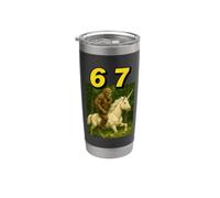 Funny 67 Meme Bigfoot Riding Unicorn Viral Trend 6 7 Surréaliste Gobelet isotherme en acier inoxydable double paroi