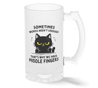 Funny Black Cat Middle Finger Sarcastic Cat Tasse en verre Pint Givré Transparent Nouveauté Pour Bière