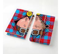Funny Dad Bod Belly Lot de 2 feuilles pliées en papier kraft épais de 120 g/m² pour homme, chemise à carreaux éclatante, cadeau pour mari, papa, petit ami