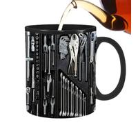Funny Mechanic Coffee Mug, Black Ceramic Cup, Toolbox Design, Novelty Gift