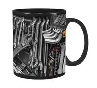 Funny Mechanic Coffee Mug, Black Ceramic Cup, Toolbox Design, Novelty Gift