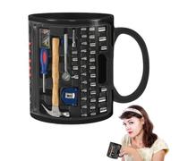 Funny Mechanic Coffee Mug, Black Ceramic Cup, Toolbox Design, Novelty Gift