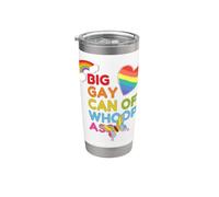 Funny Pride Big Gay Can Of Whoop Ass LGBTQ Rainbow Heart Gobelet isotherme en acier inoxydable double paroi