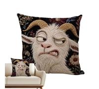 Funny Screaming Goat Throw Pillow Cover - 45x45cm Short Plush Cushion Case | 45x45cm (17.7x17.7 In) Square Size, Ultra-Soft Short Plush Fabric (80g Weight), High-Definition 2D Heat Transfer Print With F