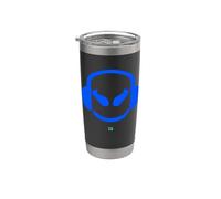 Funny SmilingFace DJ Mallow Casque audio Bleu clair Gobelet isotherme en acier inoxydable double paroi