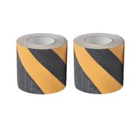 Funnytek Lot de 2 rouleaux de ruban adhésif antidérapant - 15 cm x 10 m - Pour escalier - Avec autocollant - Forte sécurité adhésive - Pour revêtement de sol intérieur et extérieur - Noir/jaune