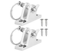 FUNOMOCYA 2 Pièces Support de Bimini en Acier Inoxydable avec Charnière et Goupille Amovible, Construction Résistante aux Intempéries, Accessoires pour Bateaux et Yachts Argentés