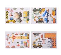 FUNOMOCYA 4 Pièces Stickers en Pvc pour Fenêtre Engins de Construction, Repositionnables Fréquemment et Réfléchissants Soleil, Décor pour Chambre D'garçon et Filles