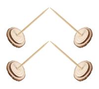 FUNOMOCYA 4 Pièces Support en Bois pour Mini Sapin de Noël, Base Ronde | Plateau Décoratif , Tige Centrale Intégrée, Installation Simple, pour Intérieur Festif et Table