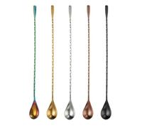 FUNOMOCYA 5pcs Cuillères à Mélanger à Long Manche en Acier Inoxydable Poignée Ergonomique, Agitateur Confortable pour Cocktails et Café Glacé Réutilisable