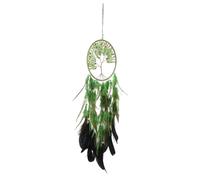 FUNOMOCYA Attrape-rêves en Cristal Arbre de Vie Vert Plumage Délicates, Décoration Murale Bohème pour Chambre, Suspensions Décoratives Uniques Festival, Ornement Suspendu Maison et Chambre