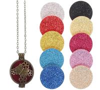 FUNOMOCYA Collier Pendentif Femme en Métal Vintage Diffuseur d'Huiles Essentielles avec Tampons Rechargeables, Design Simple et Confortable pour Femme, Usage Quotidien
