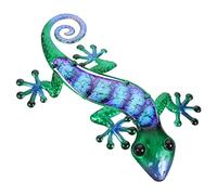 FUNOMOCYA Décoration Murale Extérieure en Fer Léger Gecko 15 Pouces pour Jardin et Porche Peinture Colorée Charmante et Design Décoratif Artistique