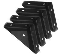FUNOMOCYA Équerre d'angle Triangulaire Renforcée 4 Pcs en Fer, Noir | Équerre pour Coin de Lit Sommier, Fixation de Joint, pour Meubles en Bois et Étagère, Usage Intérieur