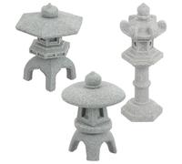 FUNOMOCYA Lot de 3 Lanternes Miniatures Japonaises en Résine, Décoration Jardin Zen, Accessoires pour Bonsaï et Micro-Paysage, Ornements Extérieurs et Intérieur, Petite Statue Pagode