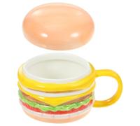 FUNOMOCYA Mug en Céramique Forme Hamburger 300ml Fond Épais Antidéformation, pour Café, Thé à Domicile ou Restaurant