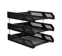 FUNOMOCYA Organiseur de Fichiers de Bureau Noir à 3 Niveaux, 1 Set | Simple, Démontage Facile, Structure Robuste, Design Polyvalent, Usage Maison et Bureau, Format A4