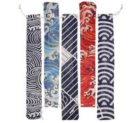 FUNOMOCYA Paquet à Cordon de Rangement pour Baguettes et Cuillères en Polyester-Coton, Pochette Portable Sécurisée pour Voyage et Usage Quotidien, Lot de 5 Pièces