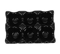 FUNOMOCYA Porte Oeuf Ceramique Noir, Plateau à Œufs en Céramique 6 Compartiments, Élégant et Moderne, pour Conserver 6 Œufs ou Mini Amuse-bouches