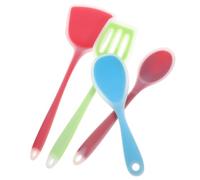 FUNOMOCYA Set de 4 Spatules Cuisine en Silicone Résistant la Chaleur Louche, Cuillère à Riz et Grattoir pour Cuisson Antiadhésive Professionnelle Couleur Aléatoire