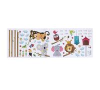 FUNOMOCYA Sticker Mural Décoratif Chambre Garçon Fille avec Toise Hauteur Animaux Jungle Autocollants Muraux Lion et Éléphant pour Décoration Chambre Garçon PVC Écologique Réutilisable