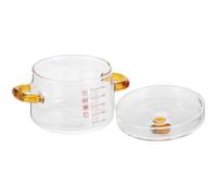 FUNOMOCYA Ustensile Cuisine avec Double Poignée et Couvercle Résistant à Haute Température Casserole en Verre 150ml pour Cuisson au Bain-marie et Four