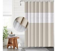 Funria Rideau de Douche Beige Épissé 180x200 Cm Eva Rideau de Douche Résistant à l'humidité Imperméable À l'eau Salle de Bain Rideau 12 Rideau D'anneau de Douche Facile À Nettoyer Rideau de Bain