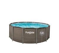 FUNSICLE Piscine Tubulaire Ronde Oasis à Hublot - avec Épurateur - Échelle de Sécurité - Bâche de Protection - Tapis de Sol e