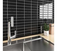 FunStick 30×30CM 15 Dalles Carrelage Adhesif Mural Cuisine Noir Credence Autocollant Mural Cuisine Carreaux Adhesif 3D Noir Lavable Carrelage PVC Adhesif Salle de Bain Stickers Muraux Carreaux Vinyle