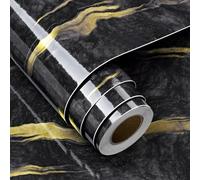 FunStick 60CM×5M Papier Adhesif pour Meuble Marbre Papier Peint Marbre Salon Imperméable Papier Peint Effet Marbre Doré Noir Vinyle Adhesif Plan de Travail Papier Adhesif Cuisine Effet Marbre Noir Or