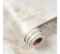 FunStick 60CMx5M Papier Peint Adhesif Marbre Onyx Crème Beige Papier Peint Autocollant Placard Plan de Travail Cuisine Imperméable Rouleau Adhesif Decoratif pour Cuisine Salle de Bain Table Crème Brun